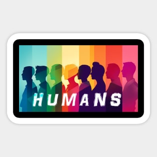 "Human" lettering with bright colours Sticker